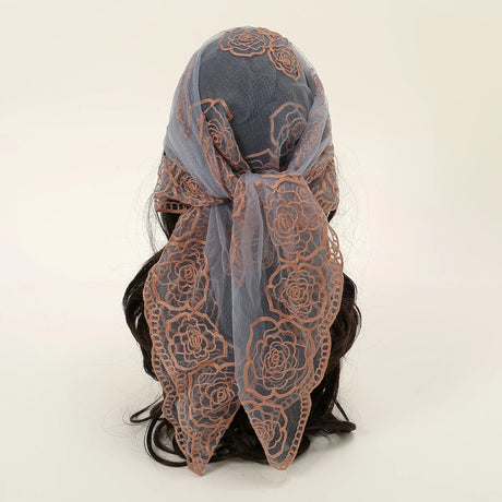 Lace Paisley Embroidered Square Bandana Scarf 23 Colours