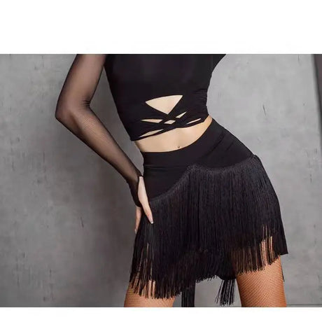 Fringe Latin Dance Skirt Top Samba Tango Salsa Latin Practice/Competition Tassel Stage Costume