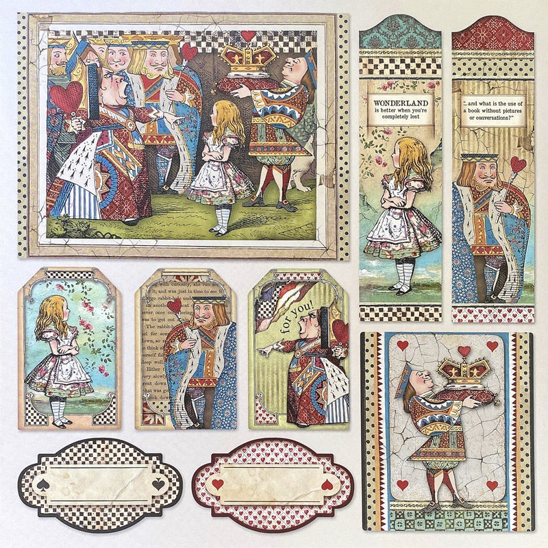 Vintage Alice In Wonderland Theme Scrapbooking Stickers