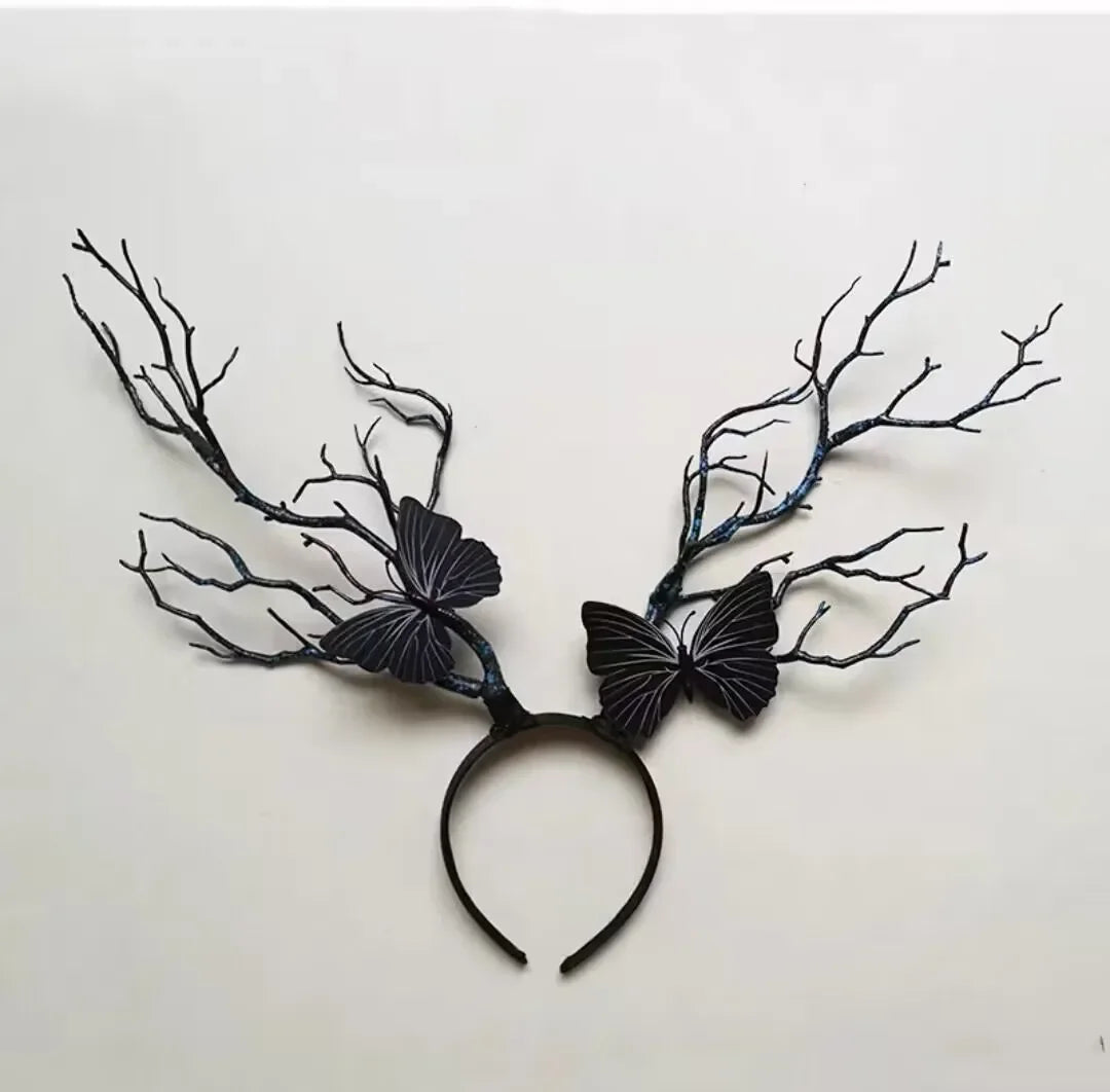 Forest Goddess Headwear Antler Deer Flower Crown Headbands Long Branches Photo Shoot Props