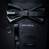Italian Geometric Feather Bow Tie and Lapel Pin Wooden Box Sets