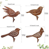 Set of Four Rusty Metal Bird Silhouettes Garden Fence Decor