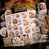 2 Sheet RUB ON Crystal Mushroom Stickers Junk Journal Craft Transfer Stickers DIY Scrapbooking Stickers