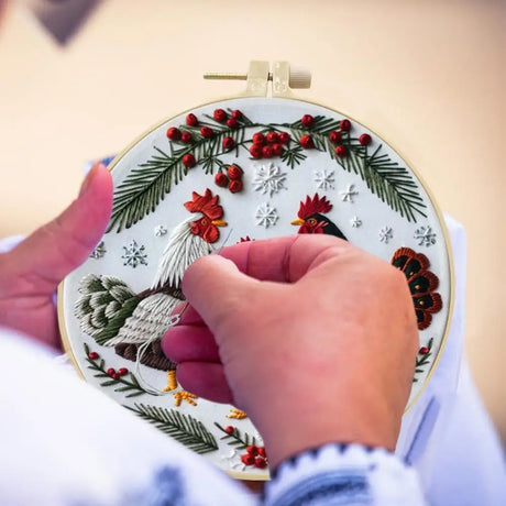 Christmas Roosters DIY Embroidery Kit