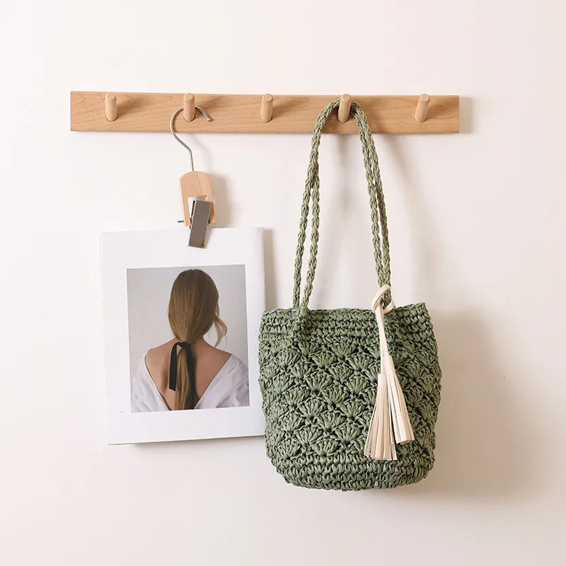 Straw Tassel Shoulder Bags Vacation Beach Bags Boho Travel Tote