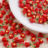 5pcs Christmas Charm Enamel Apple Socks Bell DIY Pendant Charms For Jewelry Making Keychain Earrings Bulk Handmade Material Gift