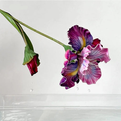 Irises Oil Painting Stylised 45cm Artificial Flower EVA Velvet Feel