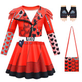 Descendants Red Costumes Girl Halloween Costumes The Rise of Red Cosplay Dress  3-12Y