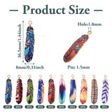 Twenty Printed Feather Charms Pendants for DIY Jewellery Making