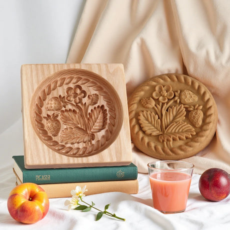 Farm Treats Wooden Cookie Moulds with Animals Patterns, Bird, Goose, Horse, Hedgehog, Flowers