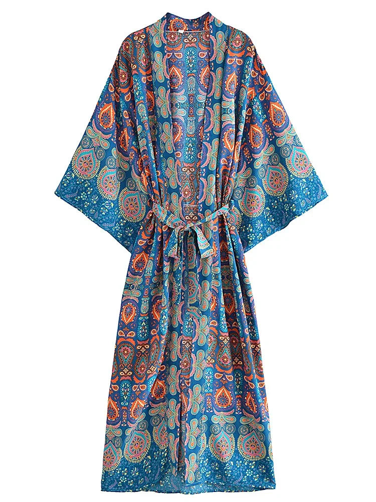 Iyka's Long Boho Kimono Robe