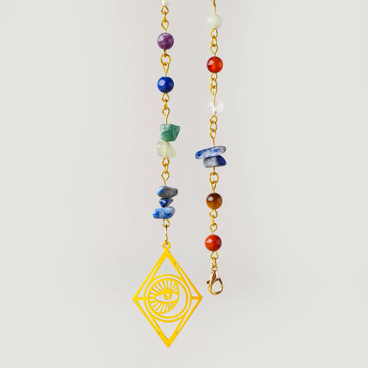 A pair of Handmade Natural Stone Chip Beaded Hair Chain Sun and Moon