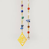 A pair of Handmade Natural Stone Chip Beaded Hair Chain Sun and Moon