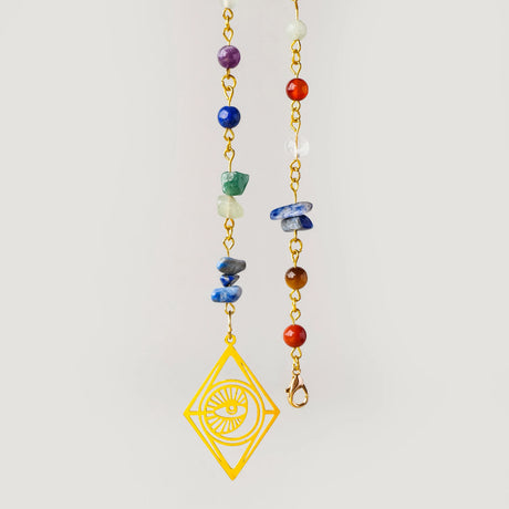 A pair of Handmade Natural Stone Chip Beaded Hair Chain Sun and Moon