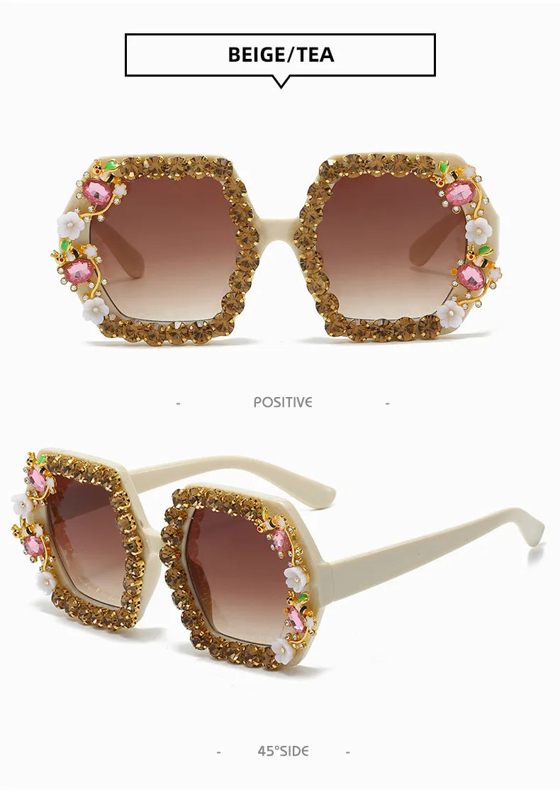 Gilly's Rhinestone Sparkling Square Frame Sunglasses Funglasses
