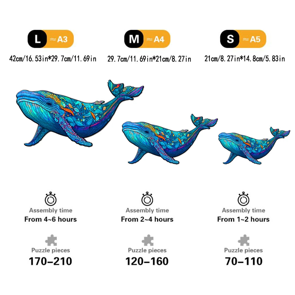 Blue Whale Wooden Jigsaw Puzzle