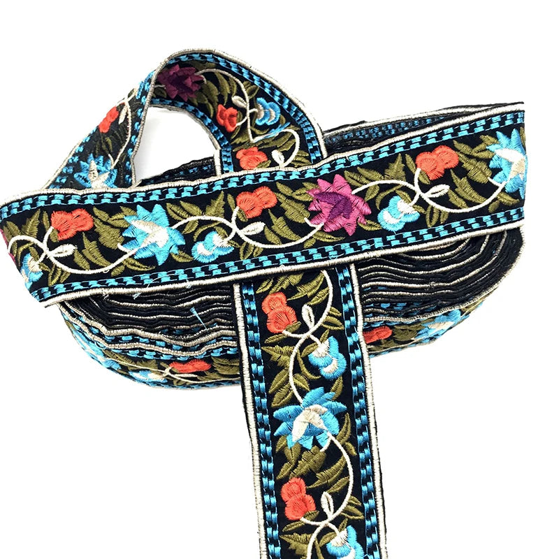 1 Yards Embroidered Rose Lace Trim Jacquard Ribbon DIY Craft Making Sewing Supplies