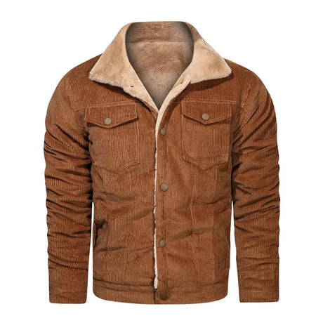 Woodsman Winter Corduroy Jackets Thick Warm Faux Fur Collar Bomber Coat