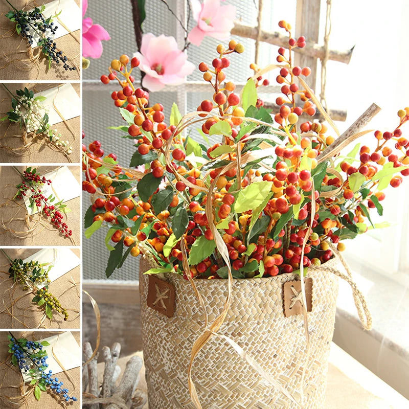 70CM Holly Branch Artificial Red Berries Christmas Ornaments DIY Xmas Decor
