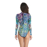 Mermaid Printed Long Sleeve Swimwear Set Surfing Swimsuit Rash Guards and Leggings