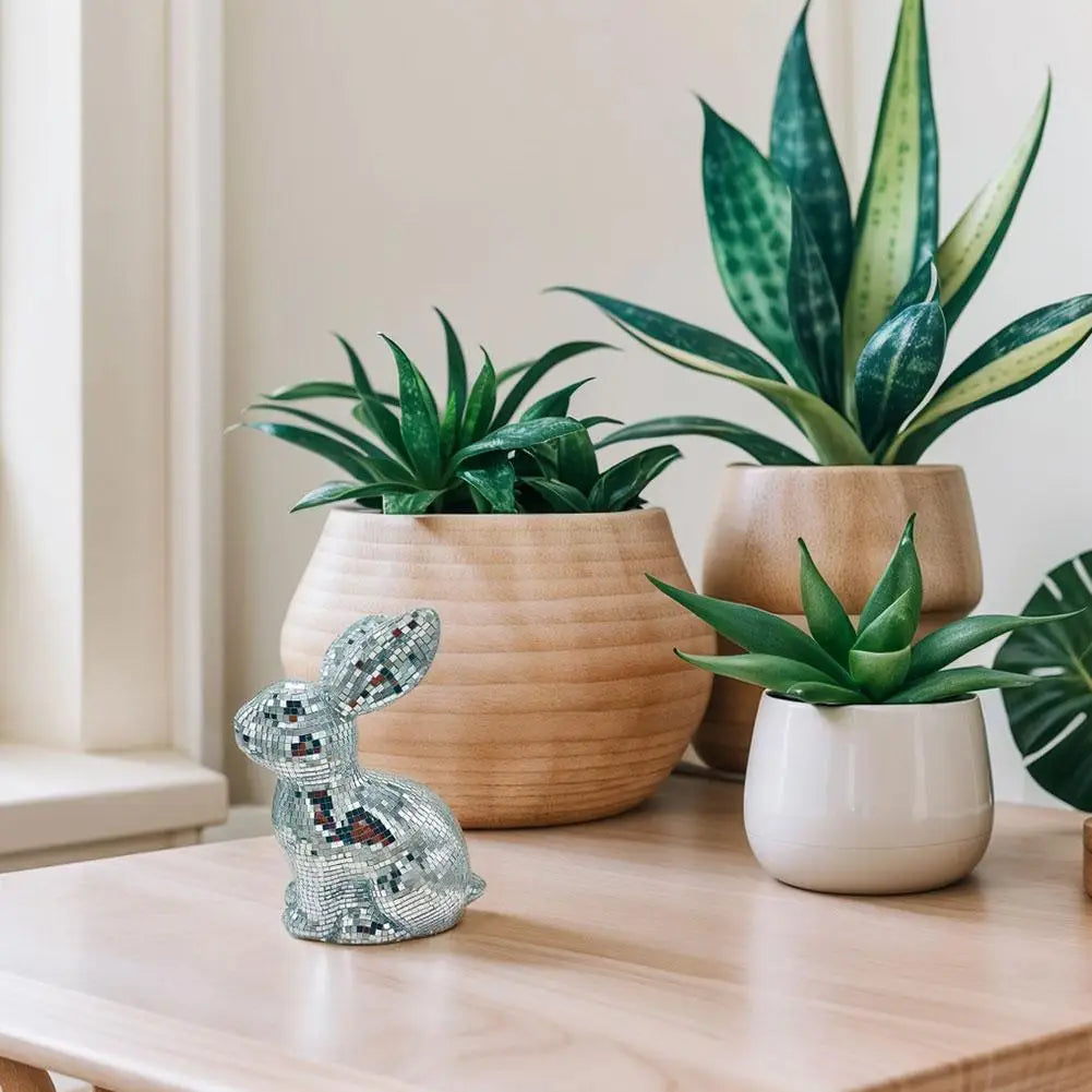 Disco Rabbit Mirror Ball Statue