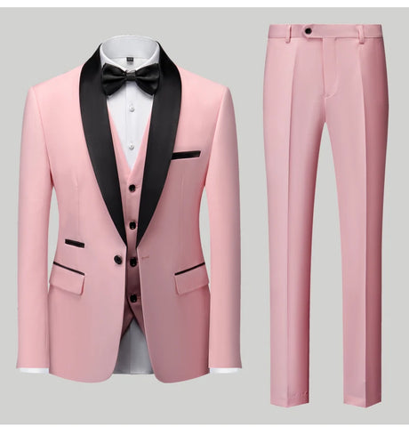 Mens Tuxedo Three Piece Suit Blazer with Trousers and Vest