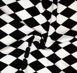 Black White Argyle Print Long Sleeve Bodysuit Retro Cosplay High Neck Swimsuit Music Club Party Performance Costume