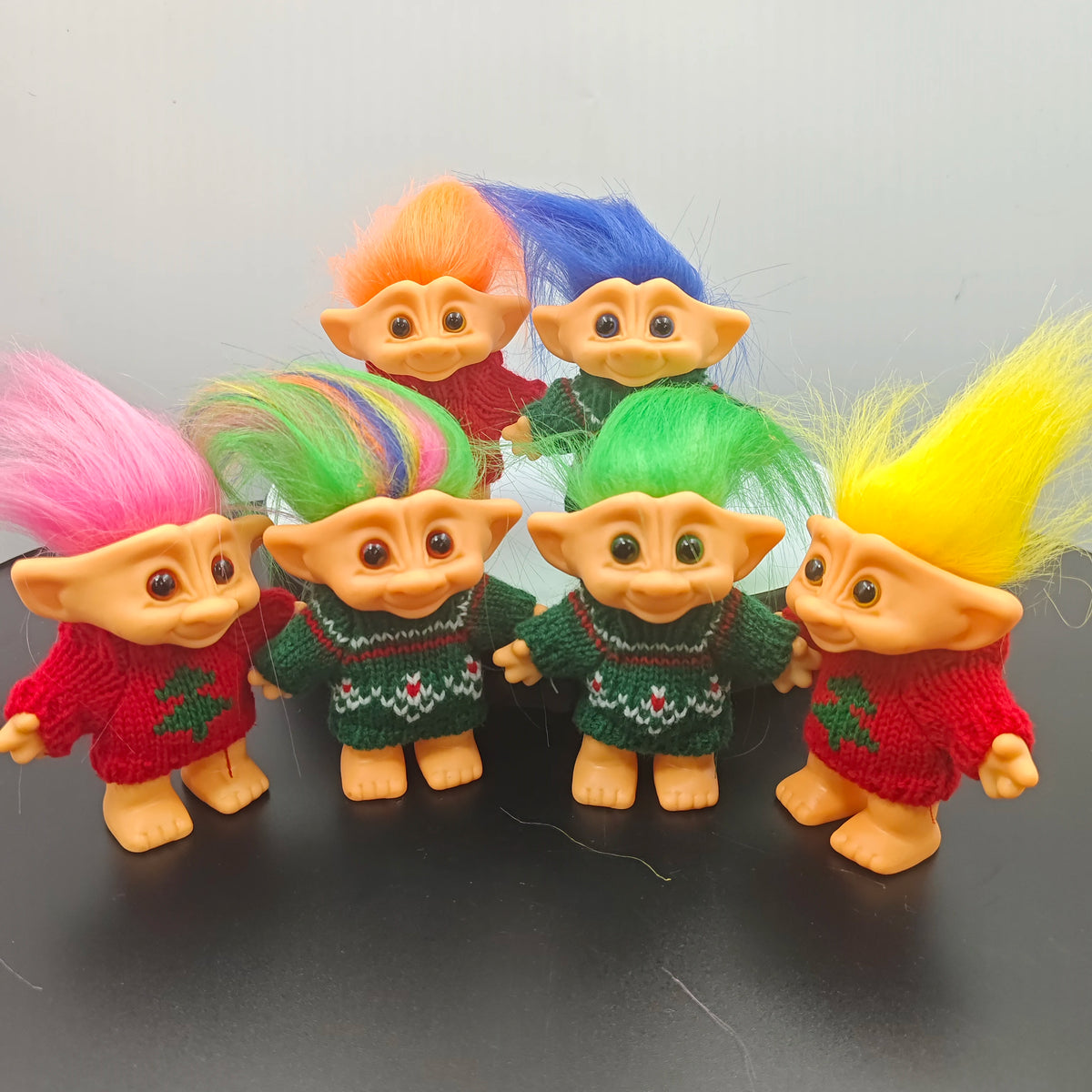 Vintage 6pcs Troll Doll Set With Gem Belly Mini Pvc Classic Dolls Retro Toy For Collection & Kids' Gift