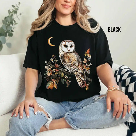 Cottagecore Owl T-shirt Floral Whimsigoth Forest Tee