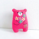 Bouquet Bear Doll Miniature Pocket Hug 5.5*4cm Felt Little Plushie Toy