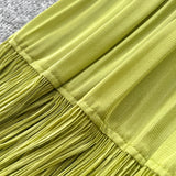 Petal Sleeves Pleated Tassel Dress Eight Colours