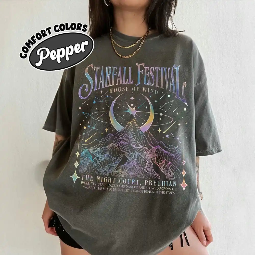 Velaris Starfall Festival T-Shirt Unisex SJM ACOTAR Cotton Tee Dark Academia Bookish Literary Shirt