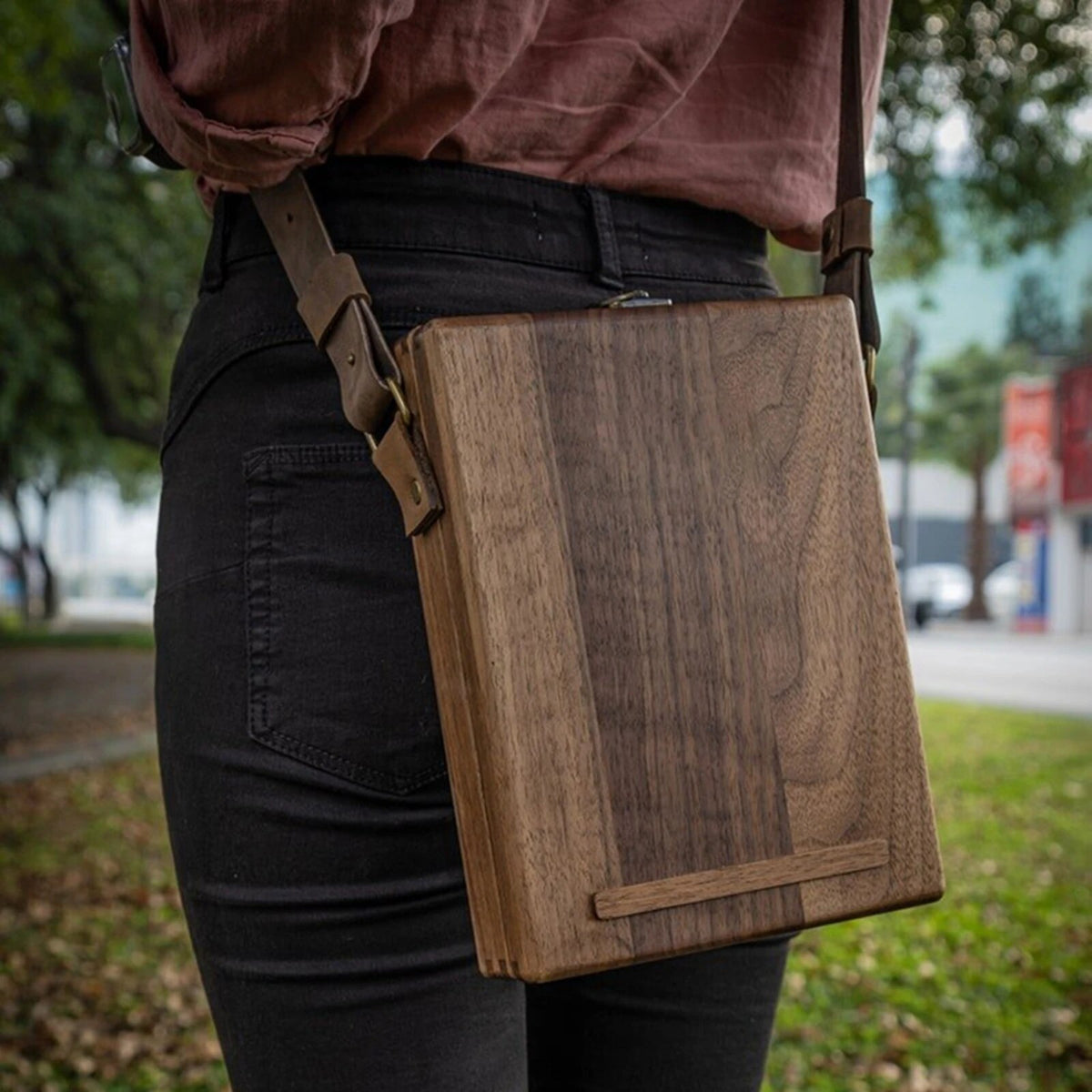 Wandering Writers Artists Wooden Messenger Box Bag Organiser