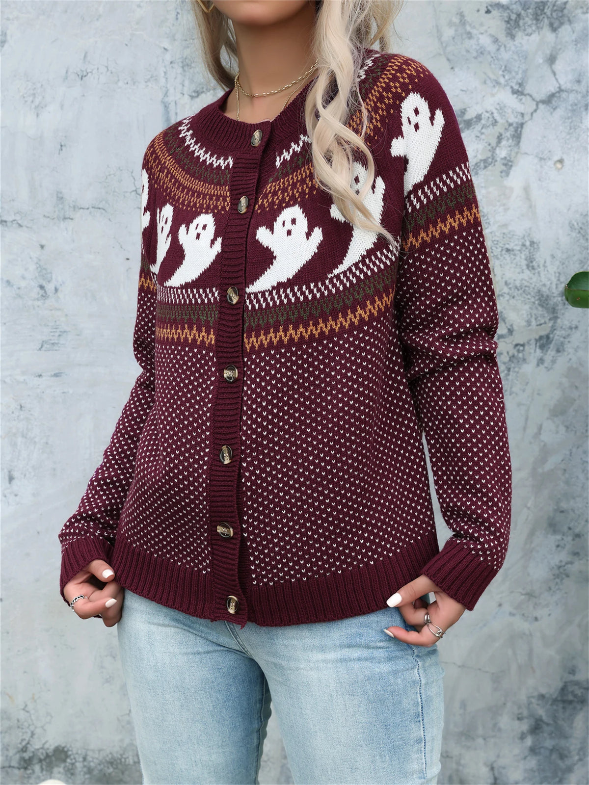 Halloween Ghosts Pumpkin Spice Cardigan