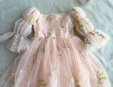 Fairy Faith's Baby Toddler Girls Birthday Dress Embroidered Butterfly Flower Girls Dress