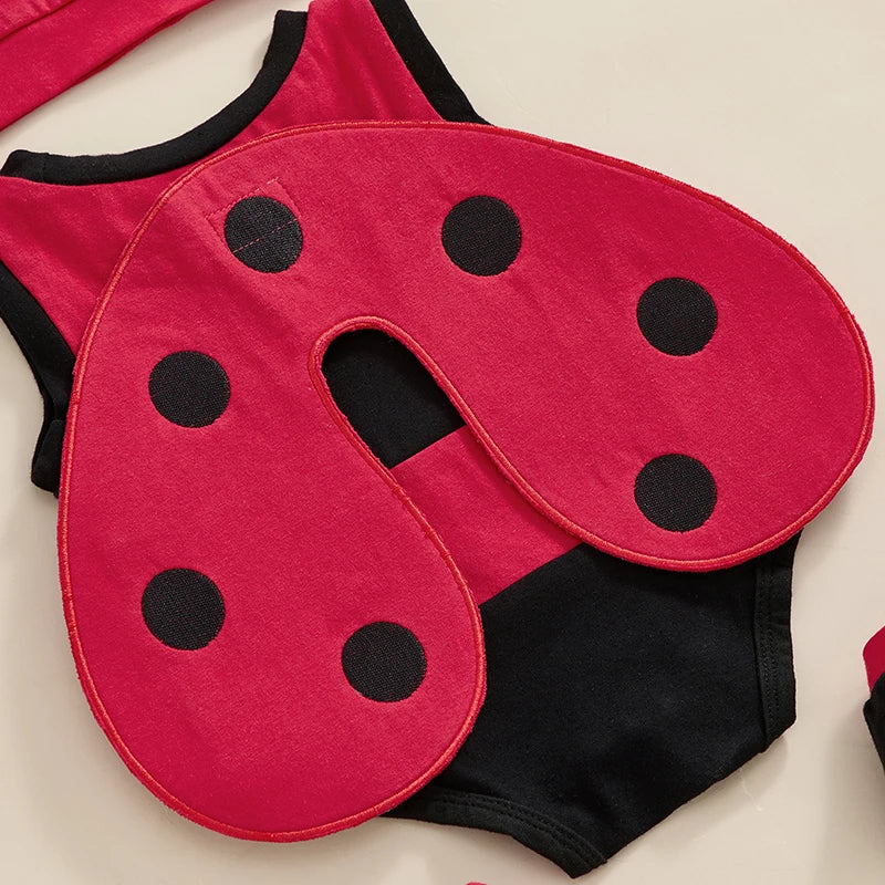 4 Piece Baby Ladybug Romper Set Wings Hat Socks Baby Clothes