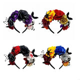 Skull Bat Roses Halloween Theme Flower Hairband