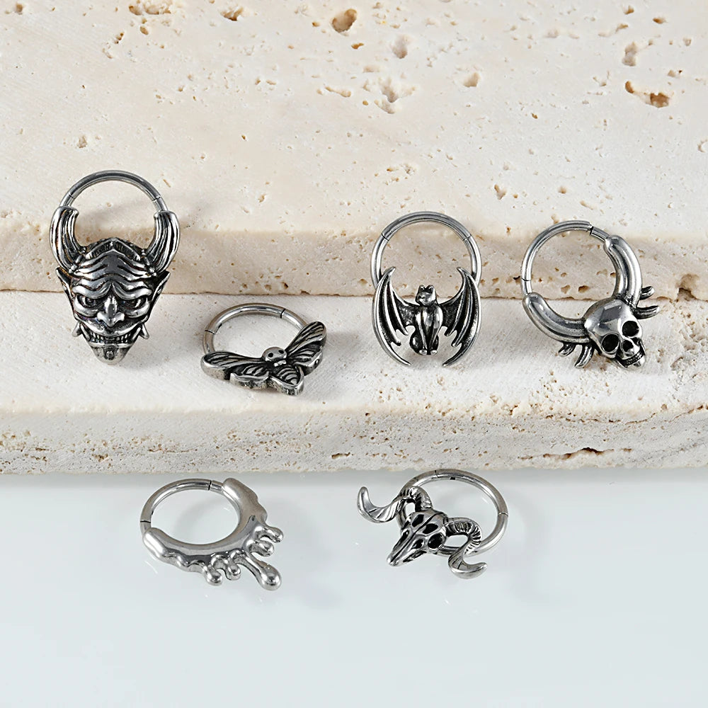 Surgical Steel Septum Ring Hoop Nose Rings Hinged Clicker Tragus Cartilage Ear Stud Piercing Jewellery