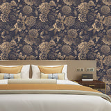 Ink Floral Self Adhesive Wallpaper Black Flower Removable Peel and Stick Wallpaper