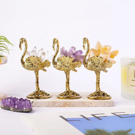 Natural Crystal Amethyst Citrine Flamingo Home Decor