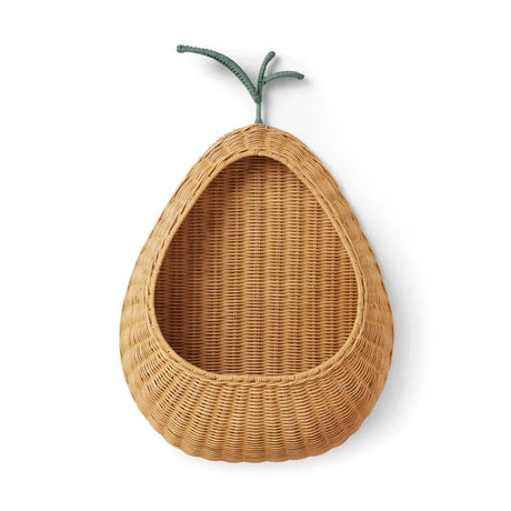 Handwoven Fruit Shape Wall Basket Apple Pear Wall-Mounted Storage Childrens Room Decor
