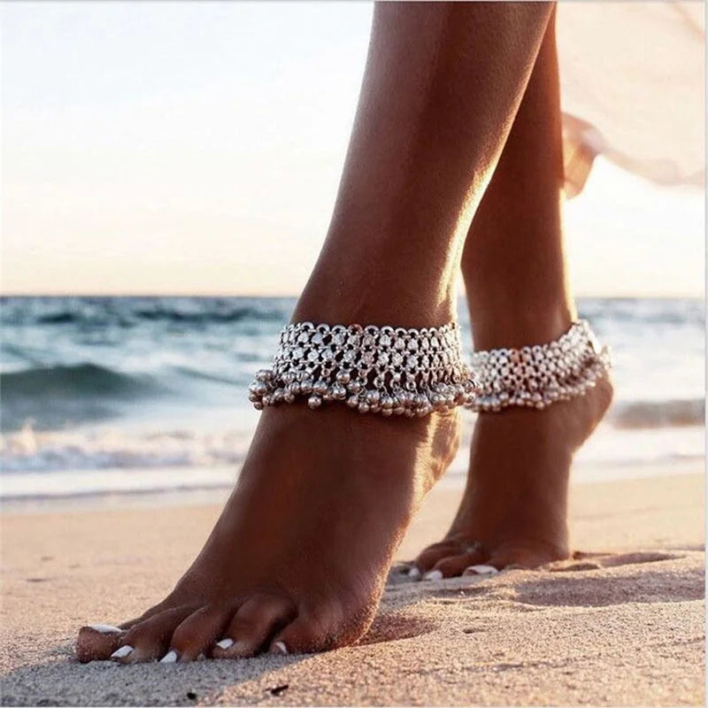 A Pair of Silver Bells Anklet Foot Jewellery