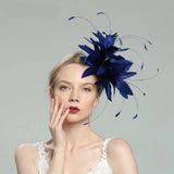 Navy Blue Feather Fascinator Spring Race Season