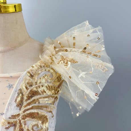 Fairy Tale Princess Gold Sequin Ballet Long and Short Tutu Dresses Dance Performance Wear