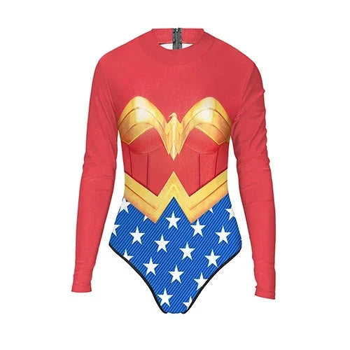 Silver or Gold Wonder Woman Long Sleeve One Piece Swimsuits Beach Bodies