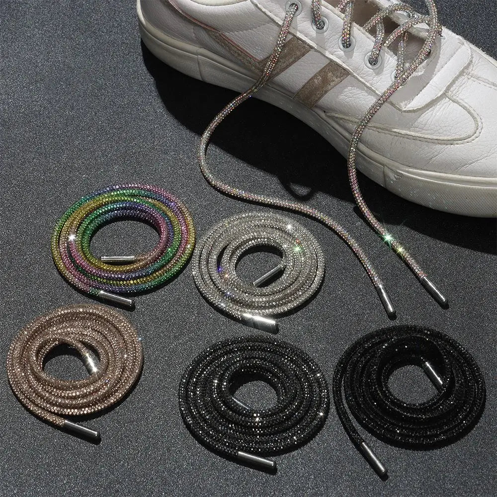 One Rhinestone Shoelace Casual Sneakers Round Shoe Laces Rainbow Diamond Cross Braiding 100/120/140/160CM