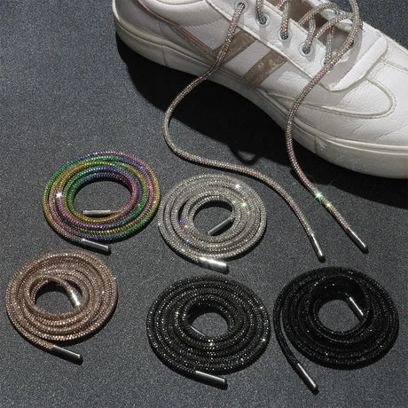 One Rhinestone Shoelace Casual Sneakers Round Shoe Laces Rainbow Diamond Cross Braiding 100/120/140/160CM