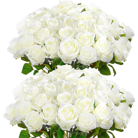 50 Pcs Velvet Roses Artificial Flowers Real Touch Fake Roses Valentine's DIY Wedding Bouquet Home Decor