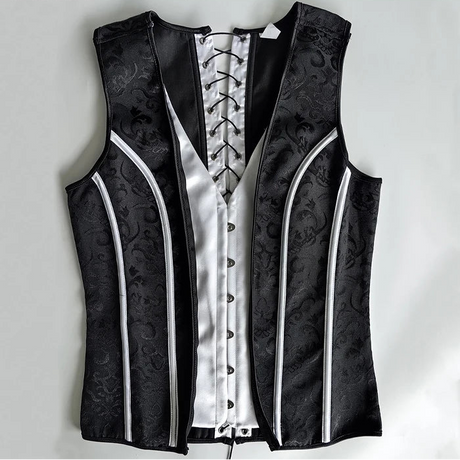 Men's Formal Boned Waistcoat Corset Vest Lace Up Burlesque Performance Stage Costume