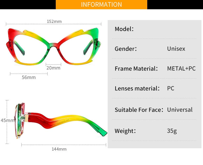 Blue Light Reading Glasses Butterfly Cat Eye Glasses Frame Clear Lens